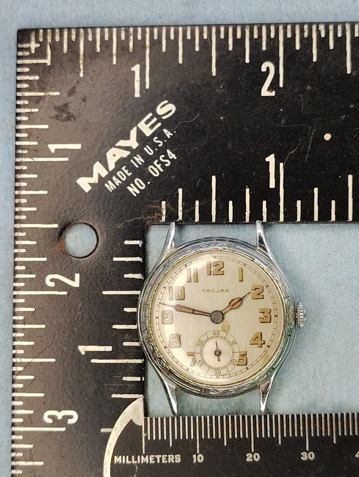 lot C2440 Mens Trojan Art Deco Sub Dial Fancy Rolled Plate Vintage Watch Parts