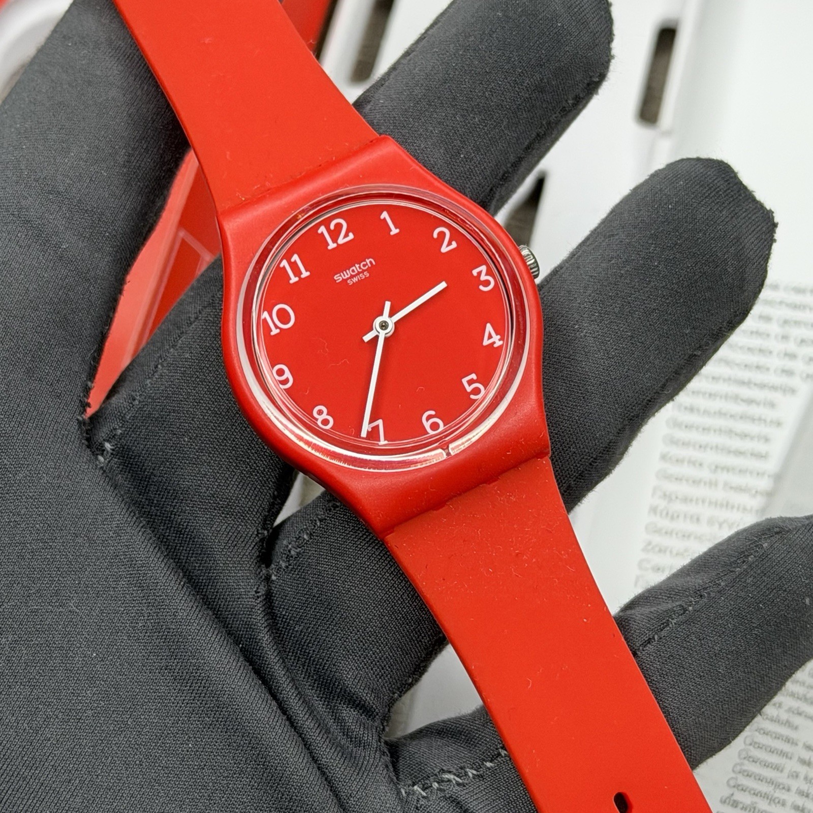 NEW✅ Swatch SUNETTY Red Silicone Number Dial Women’s 34mm Watch GR175