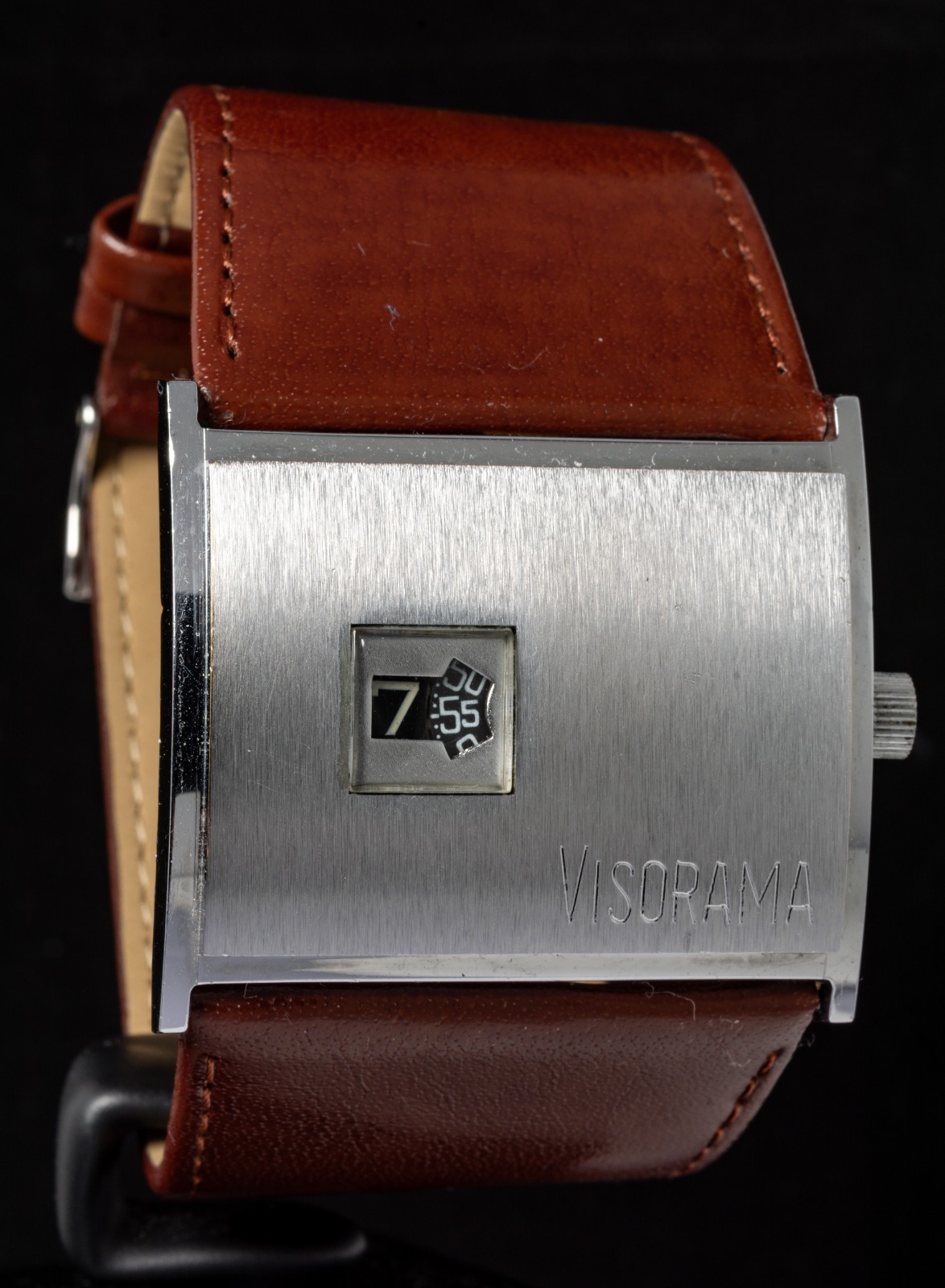 Visorama Jump Hour Space Age Brushed Men’s Hand-Wind Vintage Watch — Working