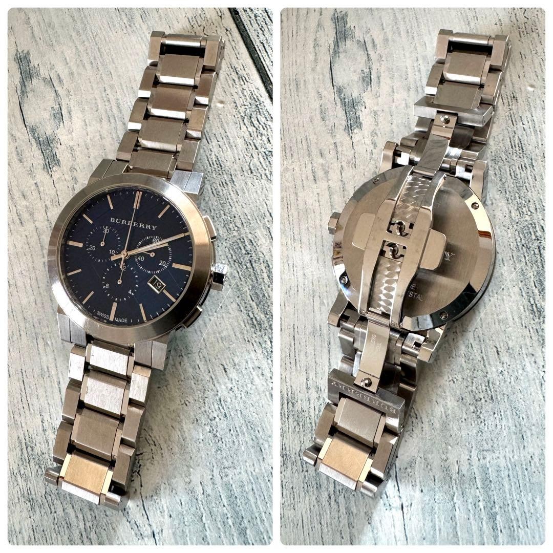 Burberry BU9363 Chronograph Watch Silver Quartz Men Japan 07503