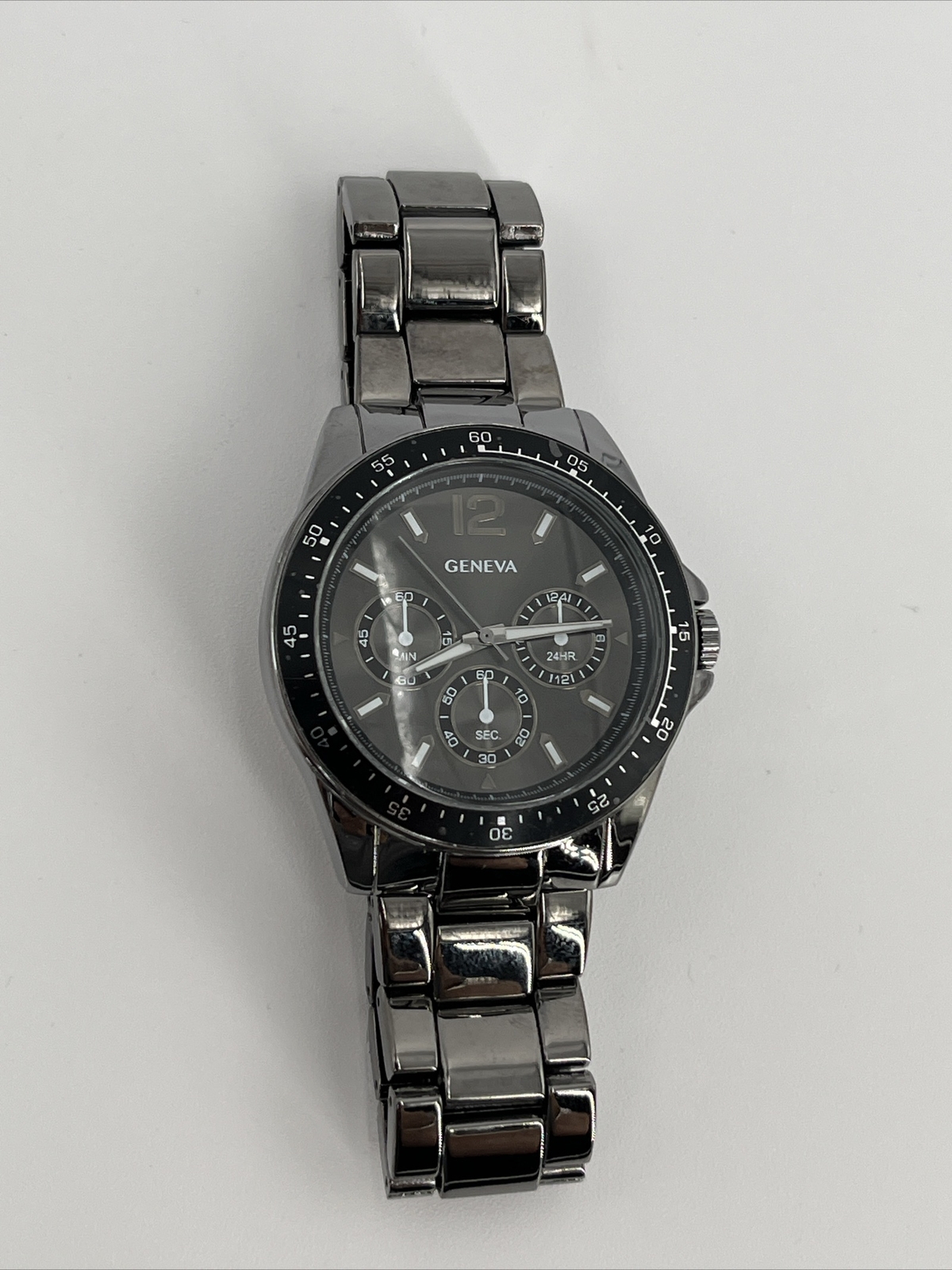 Geneva Men’s Watch Sports Business Quartz Wristwatch Luxury Edition Grey-New