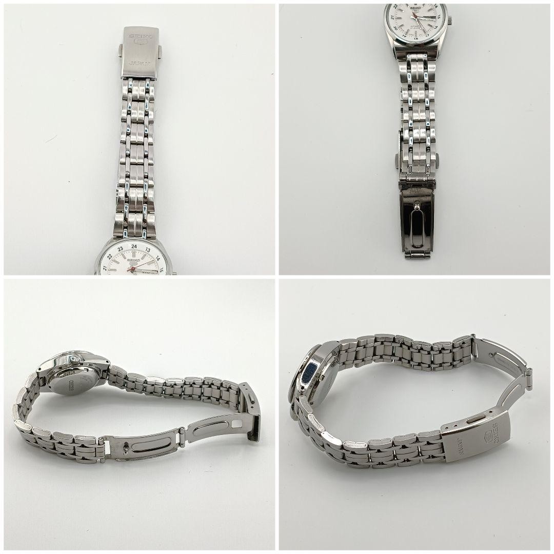 Seiko 5 Ladies Automatic Watch White Dial Arabic English Day Date 25mm
