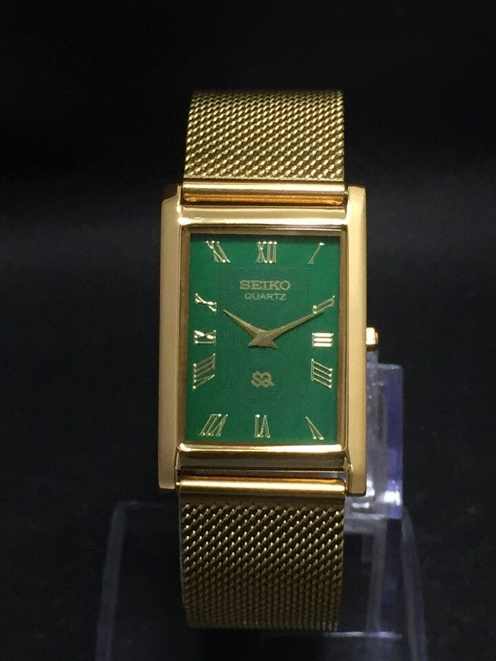 Vintage Seiko Slim Quartz Japan Made Green Dial Gold Plated Men’s Wrist Watch