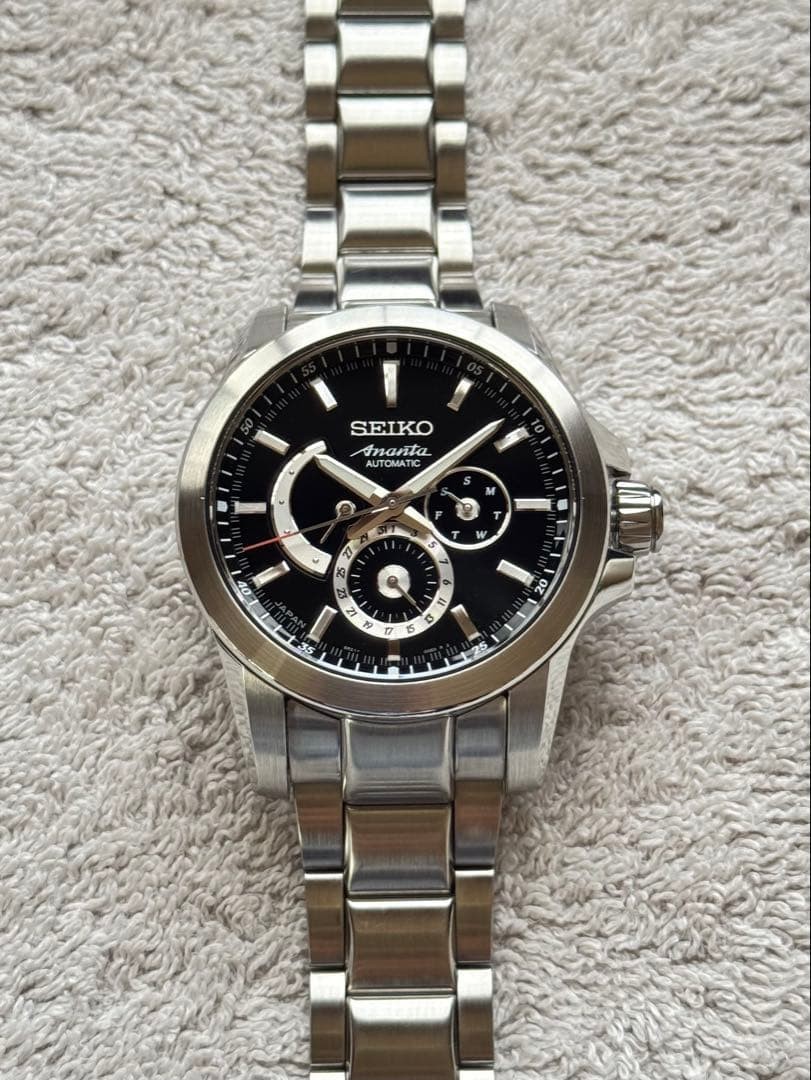 Seiko Brightz Ananta Japanese Sword Motif Silver Automatic Watch Japan 072695