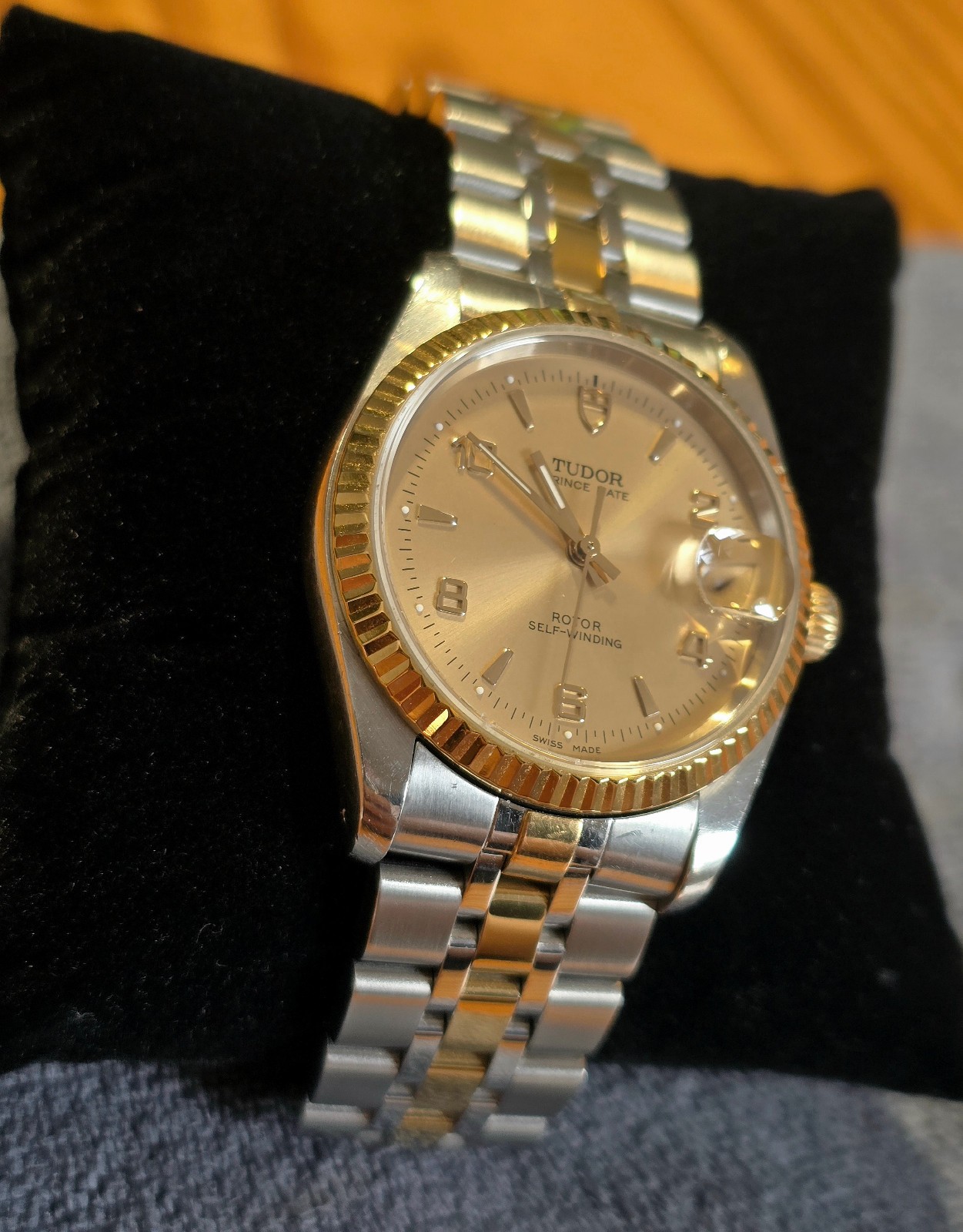 Tudor Men’s Watch, 18k Gold-Plated, Works Well, Just Cleaned, Prince Date, 74033