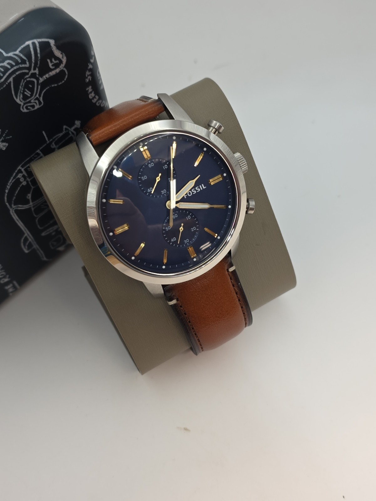 Fossil Men’s Chronograph Townsman Light Brown Leather Strap Watch 44mm FS5279 –