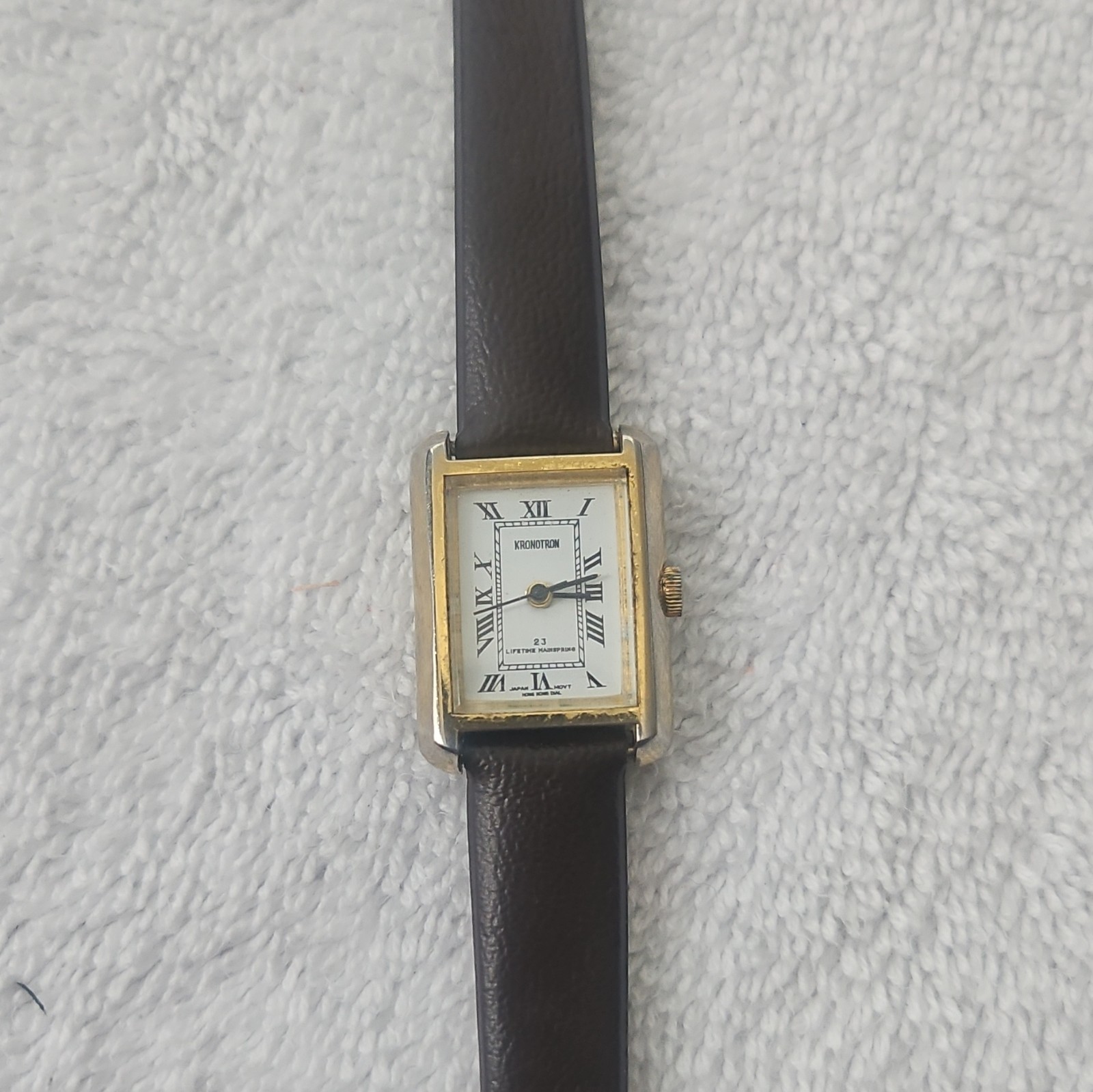 Kronotron Women’s Mechanical Rectangular Dress Watch White Roman Dial