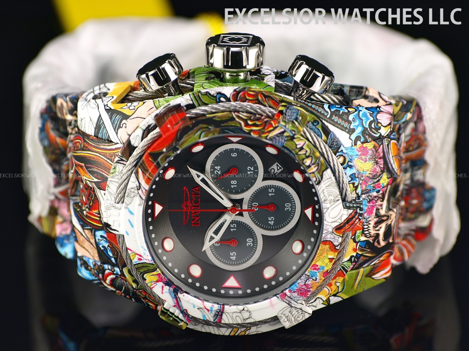 New Invicta 53mm BOLT ZEUS Chronograph Hydroplated Steel Black Dial SS Watch
