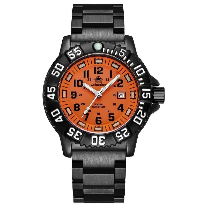 Addiesdive Men’s Military Quartz Dive Watch 50M Waterproof Luminous Nylon Strap