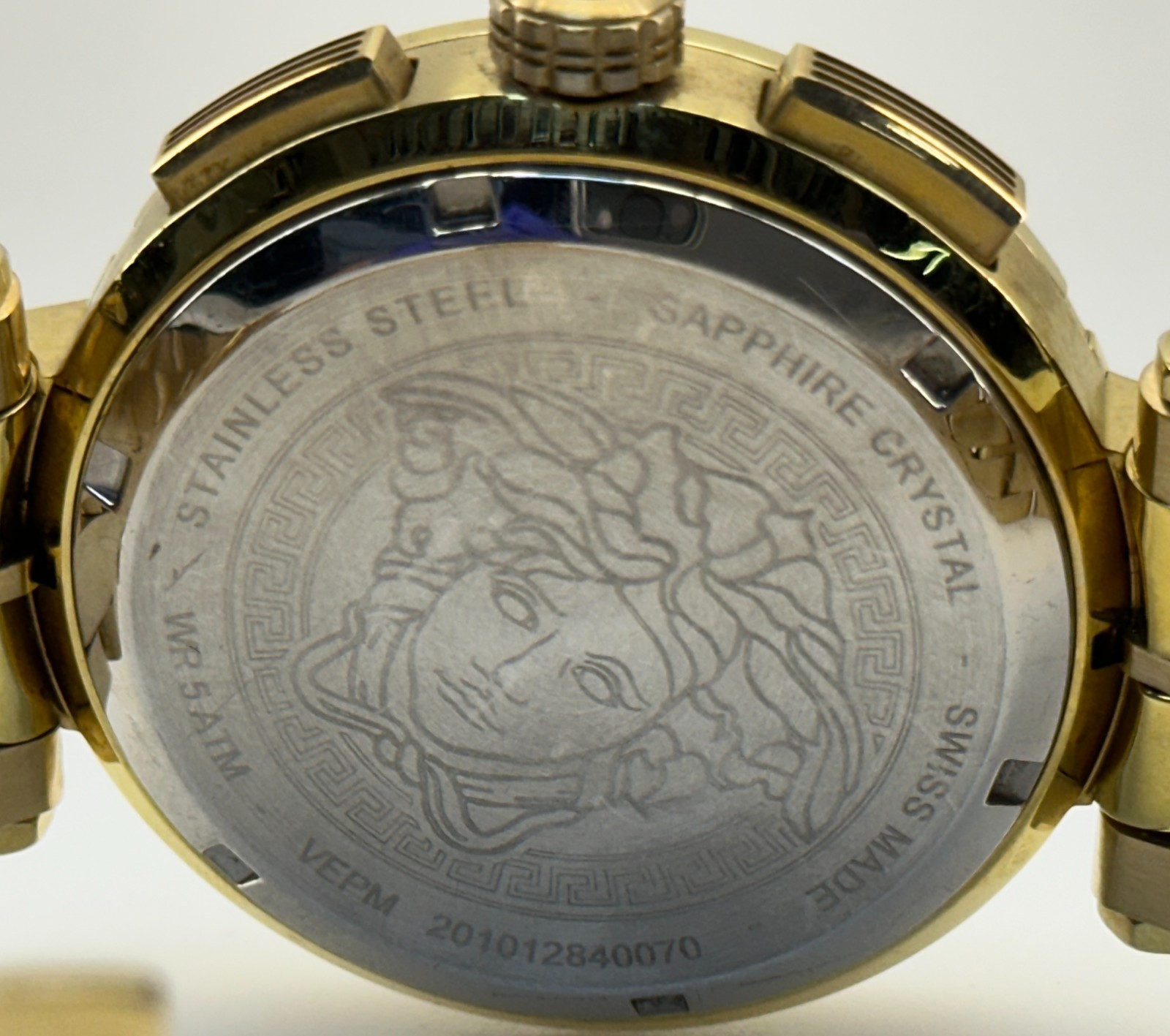 Versace GRECA CHRONO 45mm Mens Gold / Black Dial Watch VEPM00720 #176