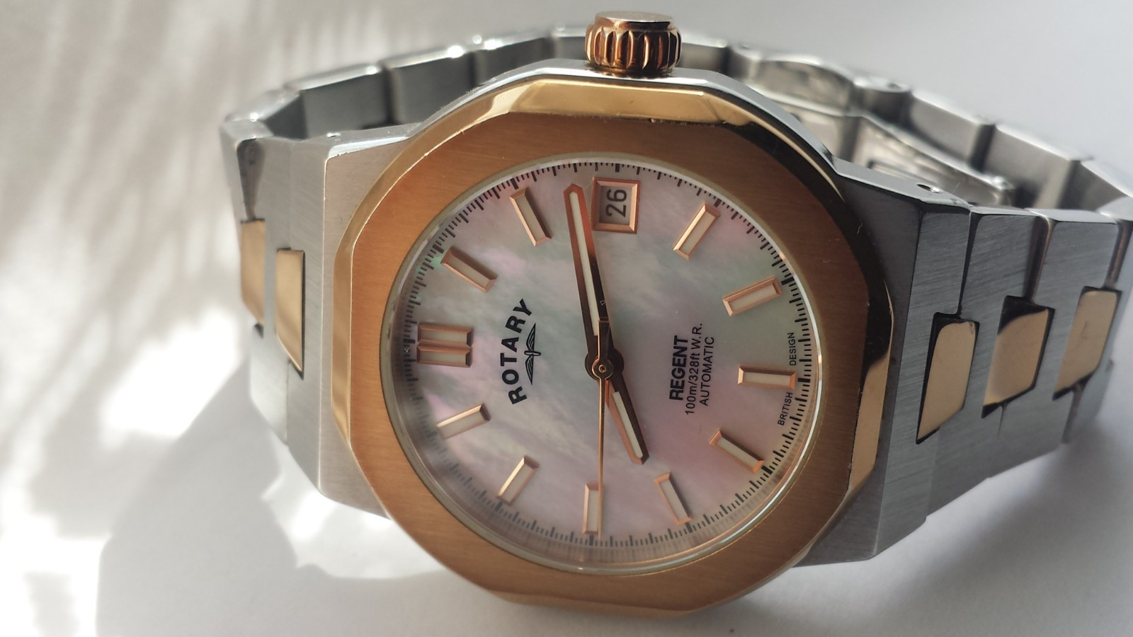 ROTARY LB0541207 Regent MOP Dial Automatic Sport Women’s Rose Gold Ladies Watch