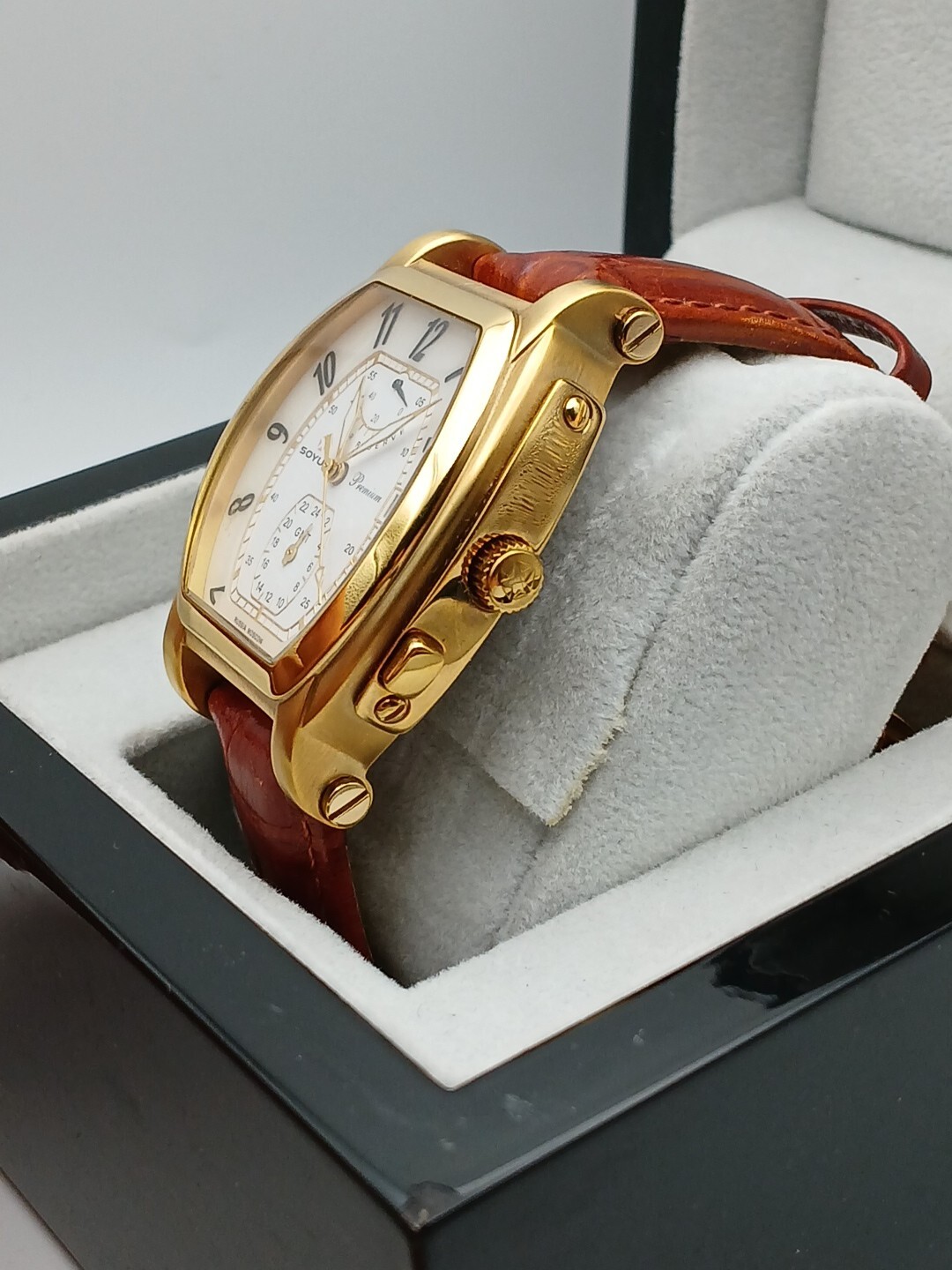 Soyuz Premium Skeleton Chronograph 23k Gold Pl Rare Model Automatic Movement Lux