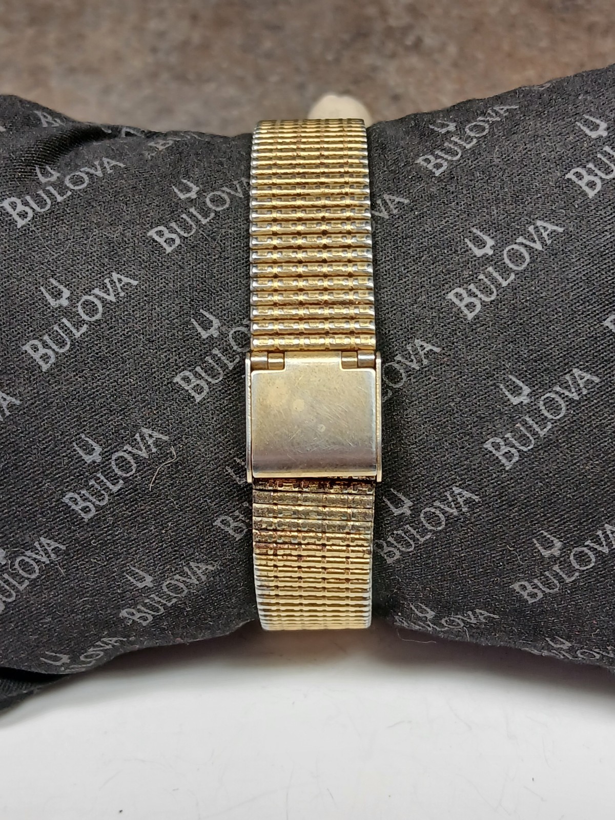 Vintage Benrus Wristwatch All Over Gold Tone Quartz Diamond Accent Tank Watch