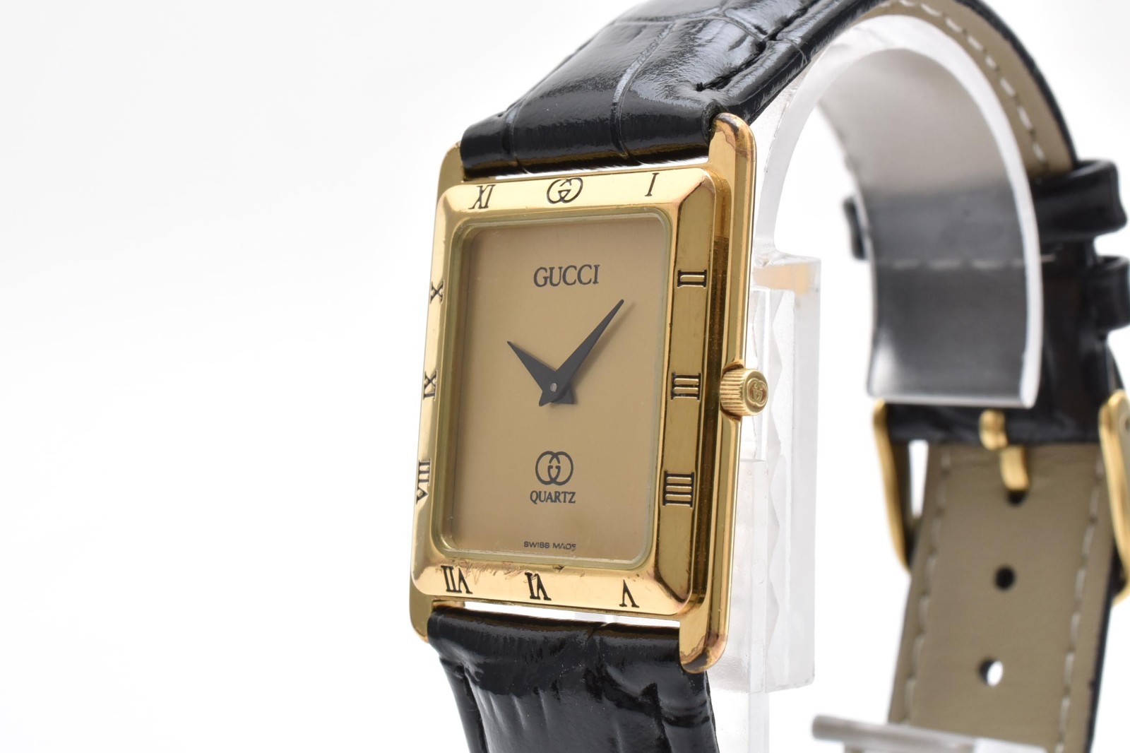 Gucci 4200FM 25mm Gold Black Dial Vintage Quartz Unisex Watch with Original Box