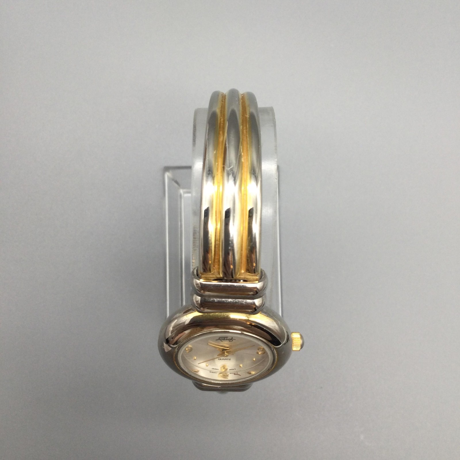 Fabrege Two Tone Womens Watch 25mm Open Cuff Band XF7169 PC21 New Battery