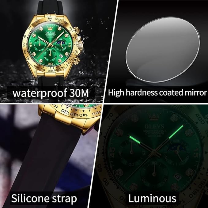 Waterproof Watch OLEVS Men’s Quartz Luxury Luminous Business Date Men Strap