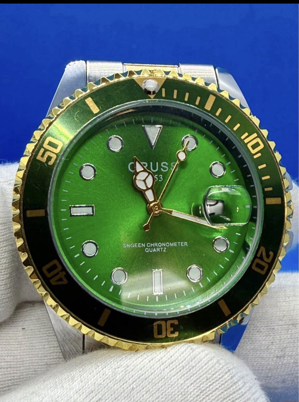 Oruss Dive Style Men’s Watch. Green Dial With 2-tone Band
