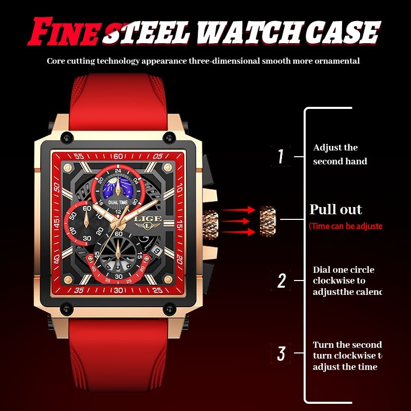 Men Watch Quartz Luminous Date Moon image 3ATM Waterproof Sport Wristwatch Boxed