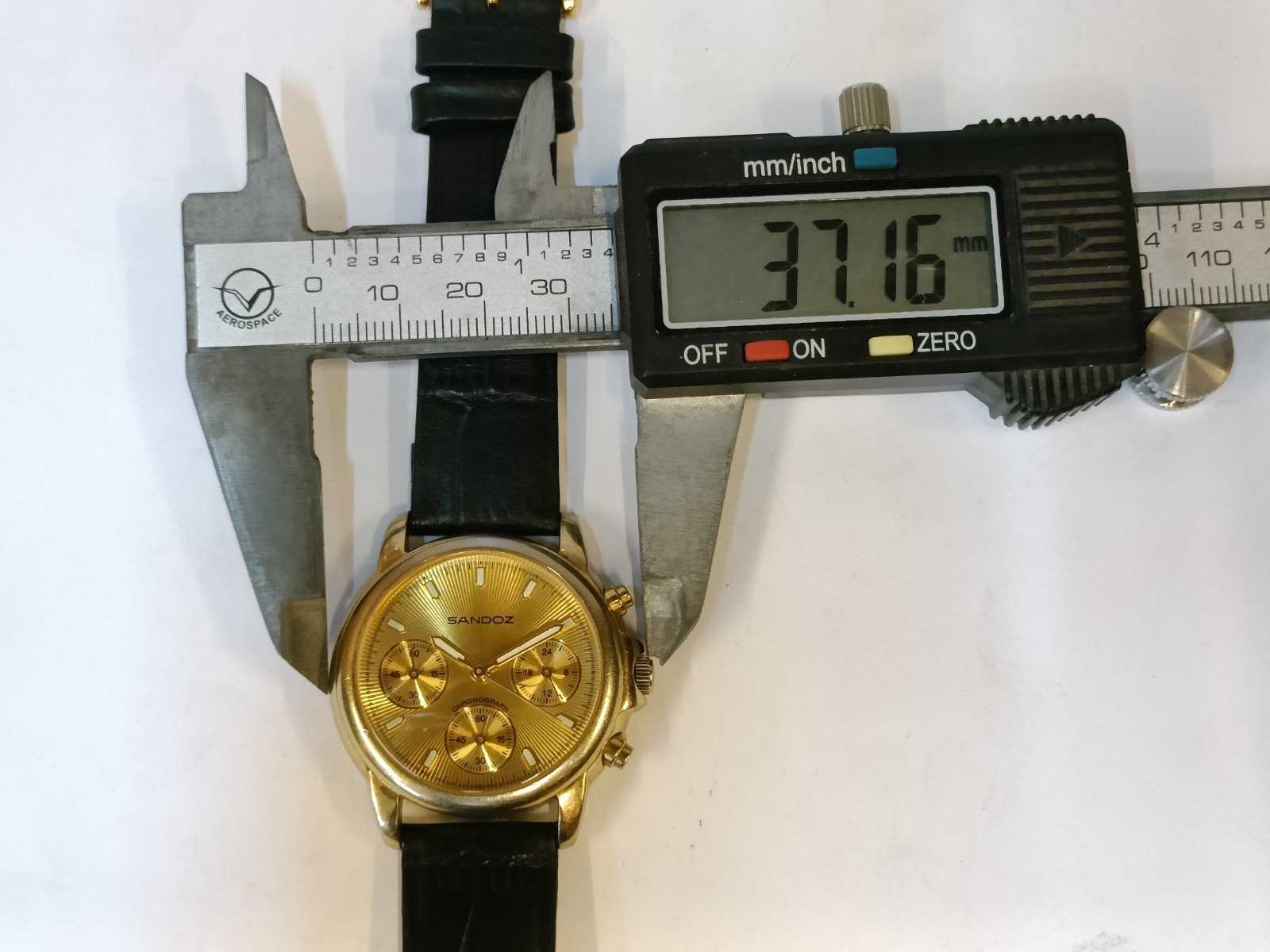 SANDOZ CHRONOGRAPH QUARTZ GOLD DIAL 89410 MEN’S WORKING CONDITION