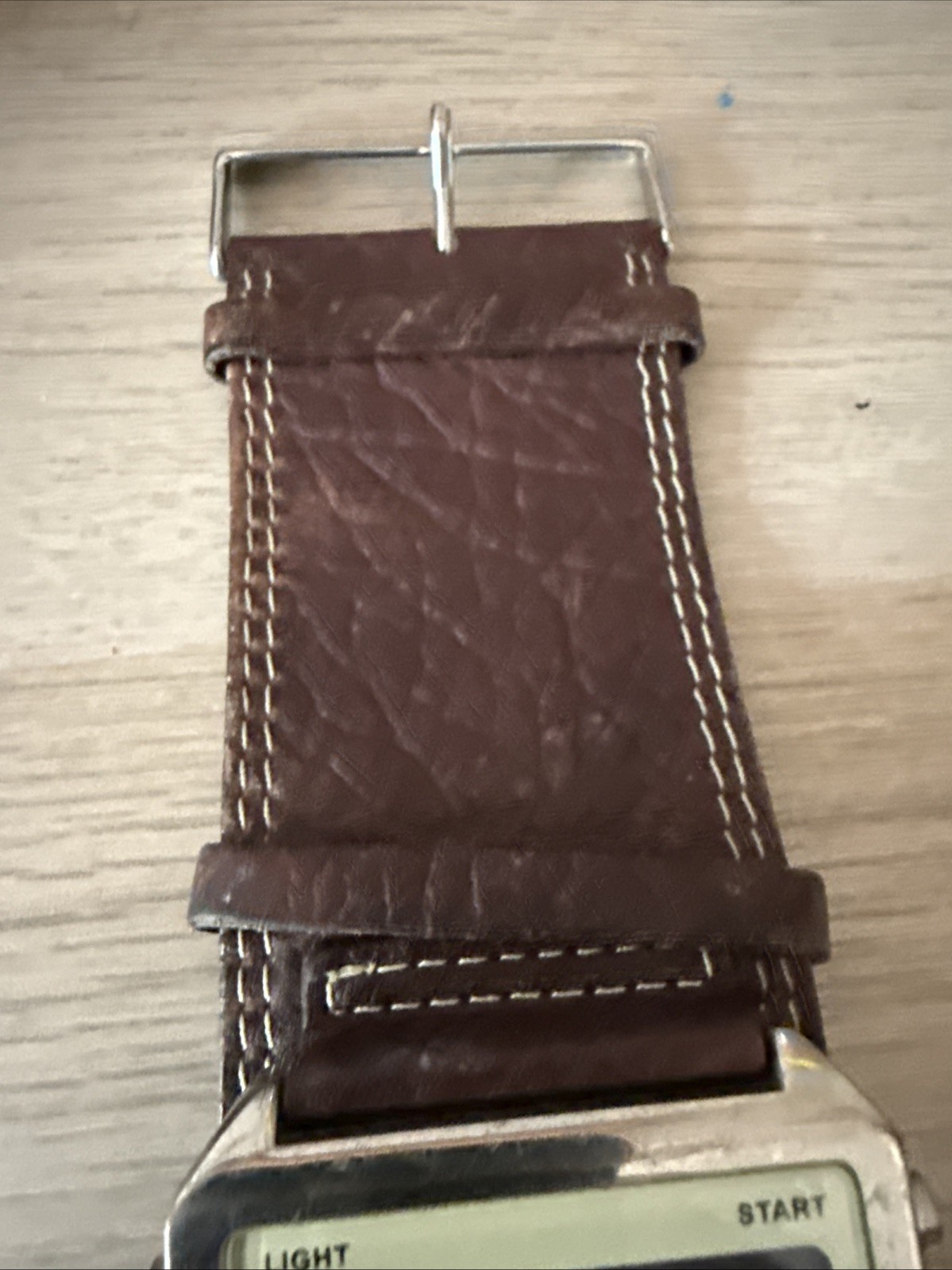 Identity London retro LCD Mens watch, Brown Leather Strap -Untested- For Spares