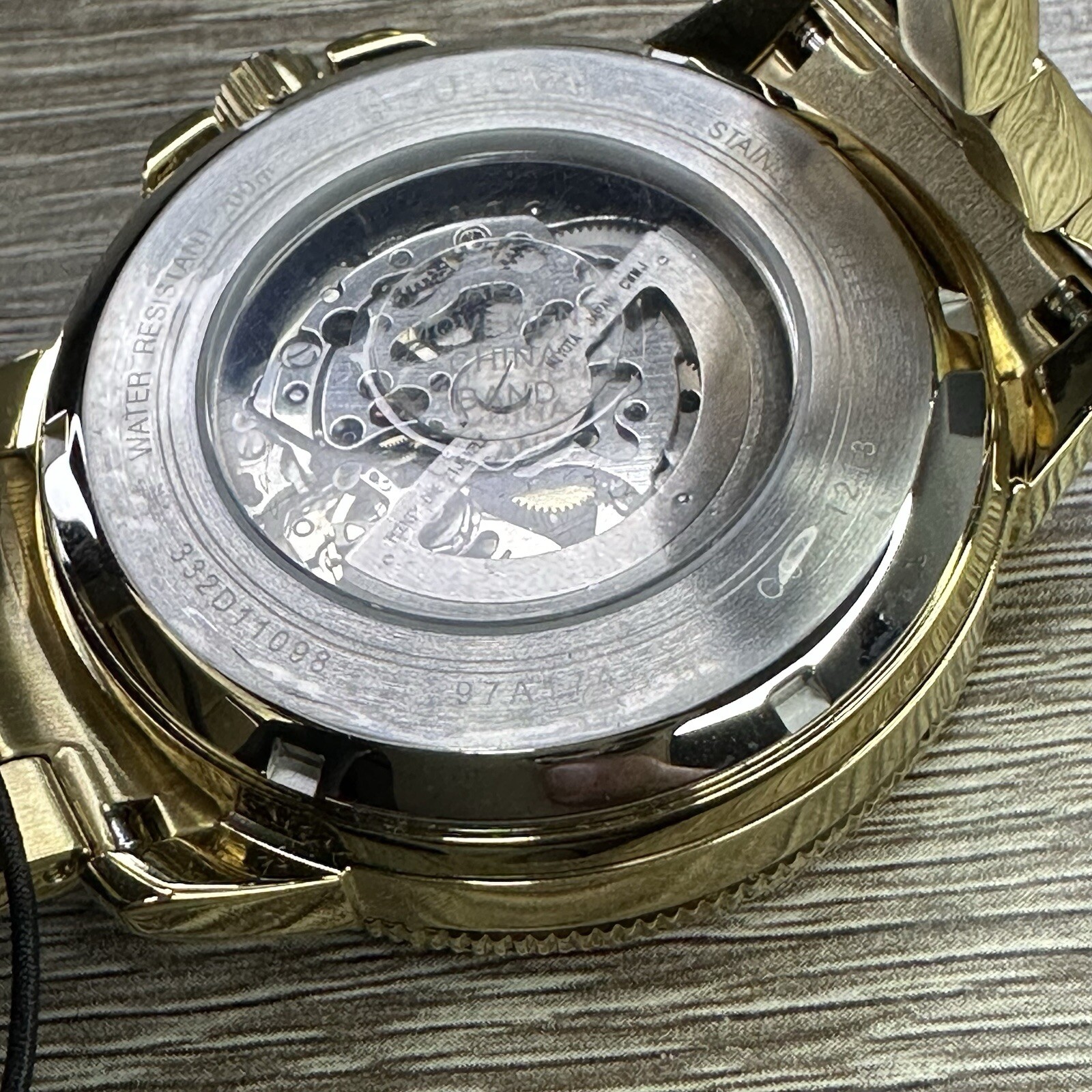 NEW✅AUTOMATIC✅ Bulova Marine Star Gold Tone Black Dial Skeleton Men Watch 97A174