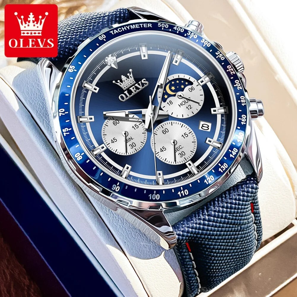 Waterproof Quartz Luminous Watch OLEVS Luxury Business Date Men Strap Men’s