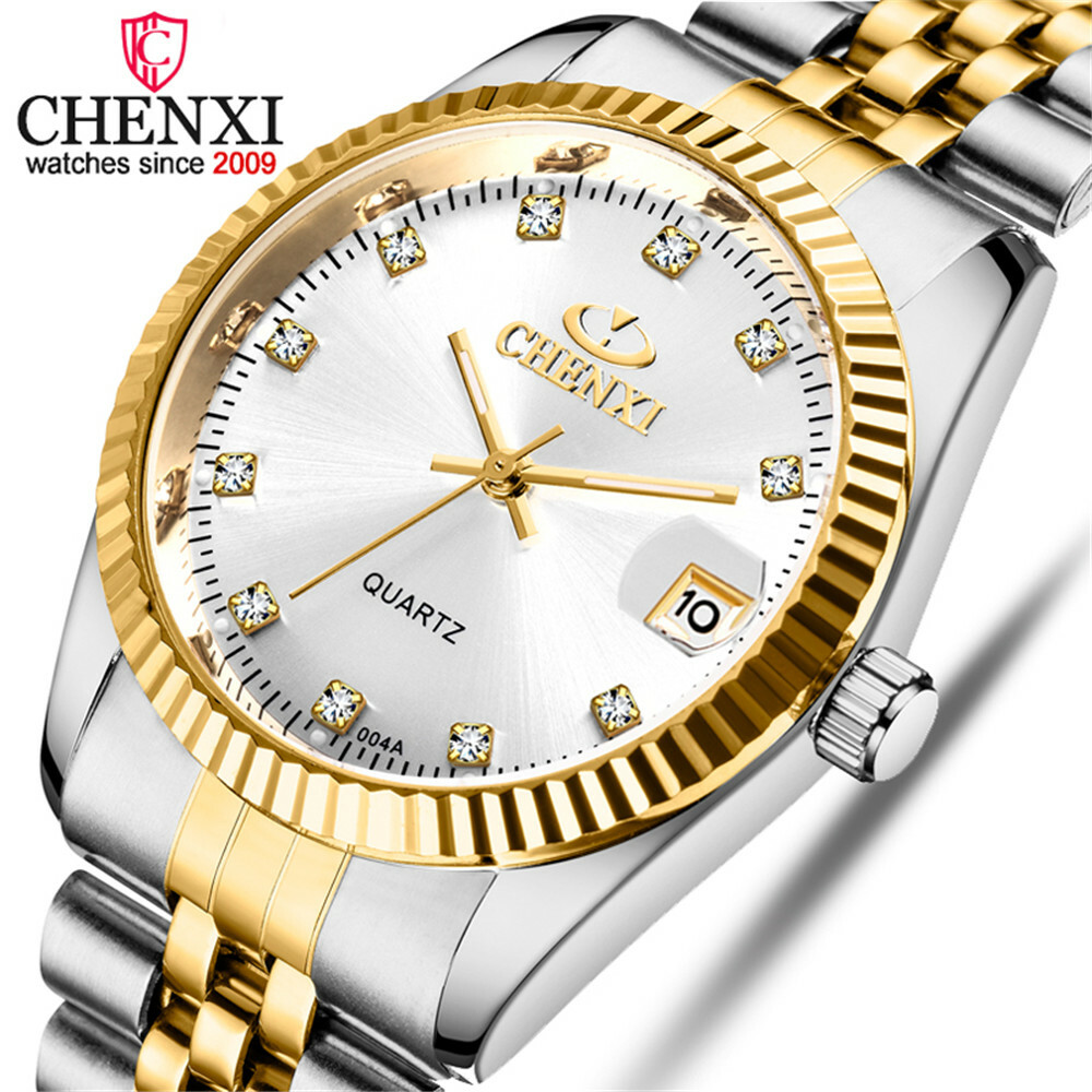 CHENXI Men Quartz Watch Casual Silver Gold Wristwatch Male Calender Watches Gift