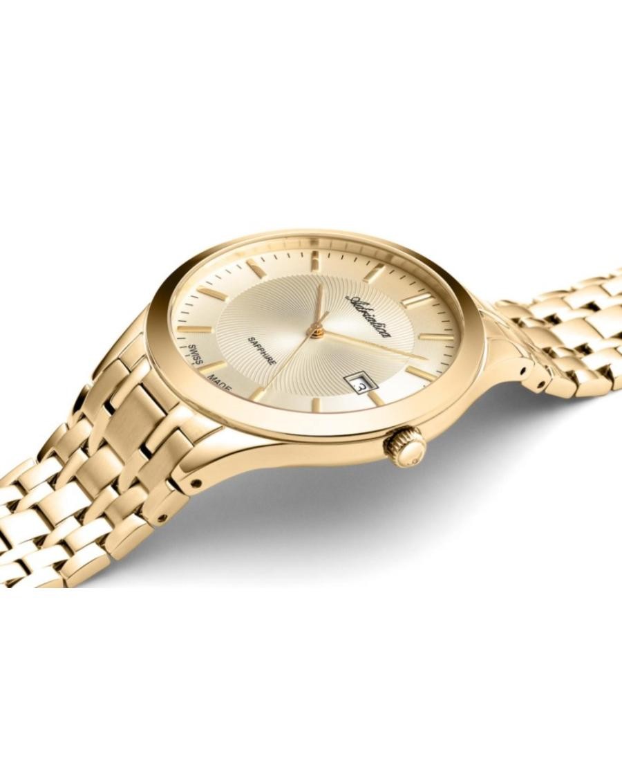 ADRIATICA Men Quartz Casual Watch Classic Dress Gold color Dial Waterproof Swiss