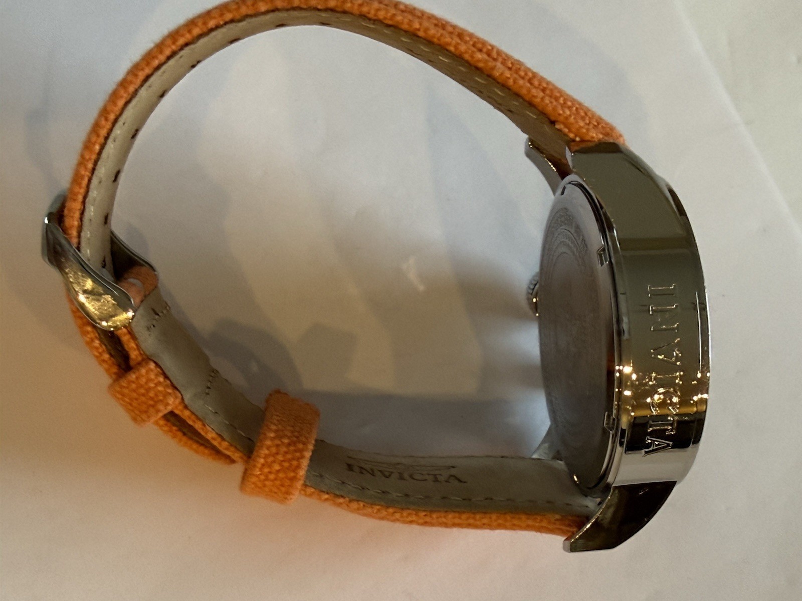 Invicta 11520 Men’s I Force Lefty Orange Canvas and Leather Strap Chrono Watch