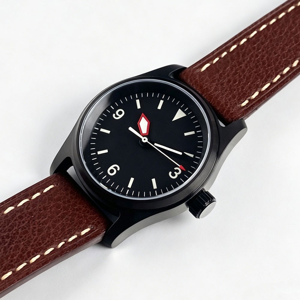 Japan NH35A Pilot Black Case 20ATM Diver 36mm Automatic Men Watch Sapphire Lume
