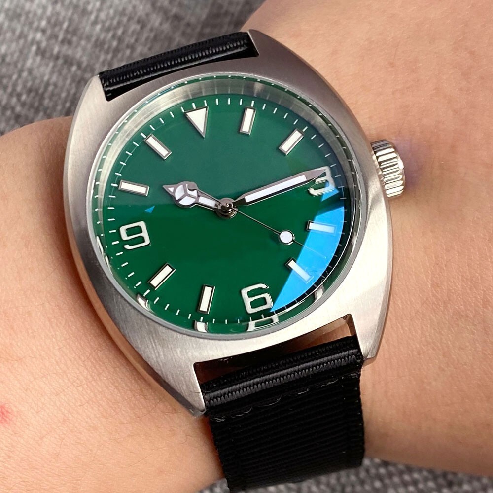 Tandorio New 36mm Miyota 8215 Automatic Military Men Diver Watch Green Dial