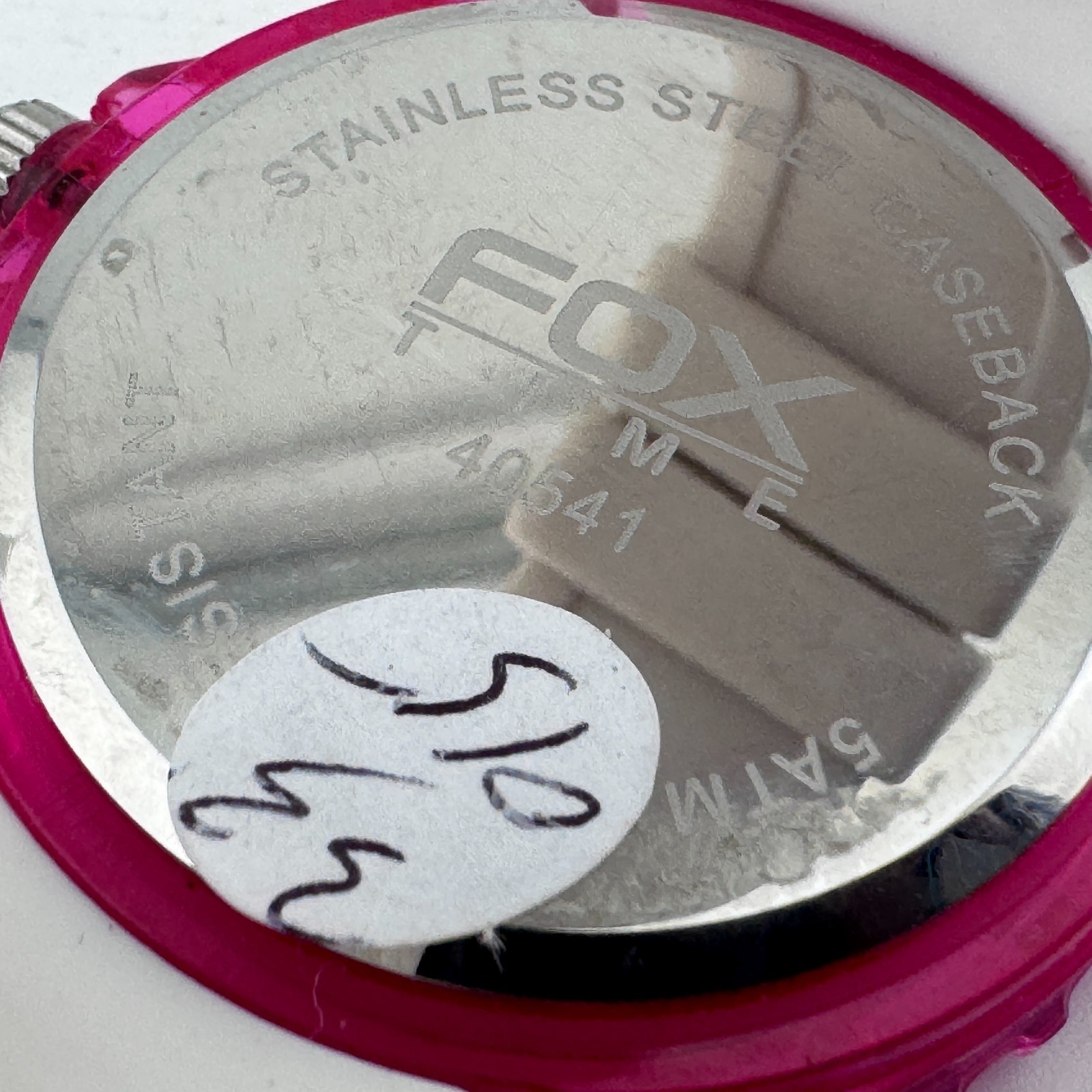 Fox Quartz Watch Women 50m Pink White Plastic Rotating Bezel Rubber New Battery