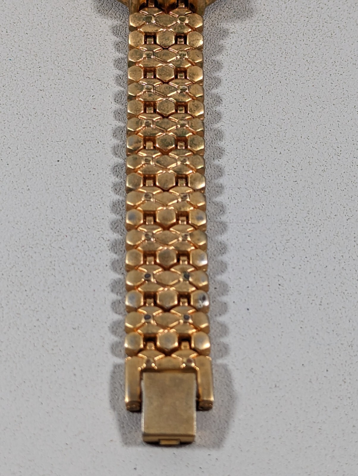 Geneva Blue Purple Dial Raised Prism Crystal Gold Tone Case Bracelet Band Watch