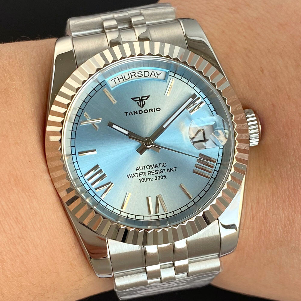 Tandorio 200M Dive 36mm 39mm Date Week Sunburst Dial Roman Number NH35 Men Watch
