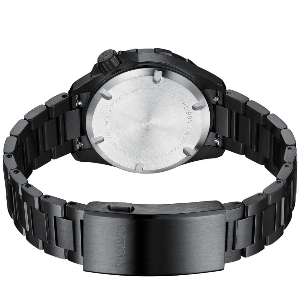 PHOIBOS Apollo PY056CX DLC Mens Diver Watch 200m Total Black