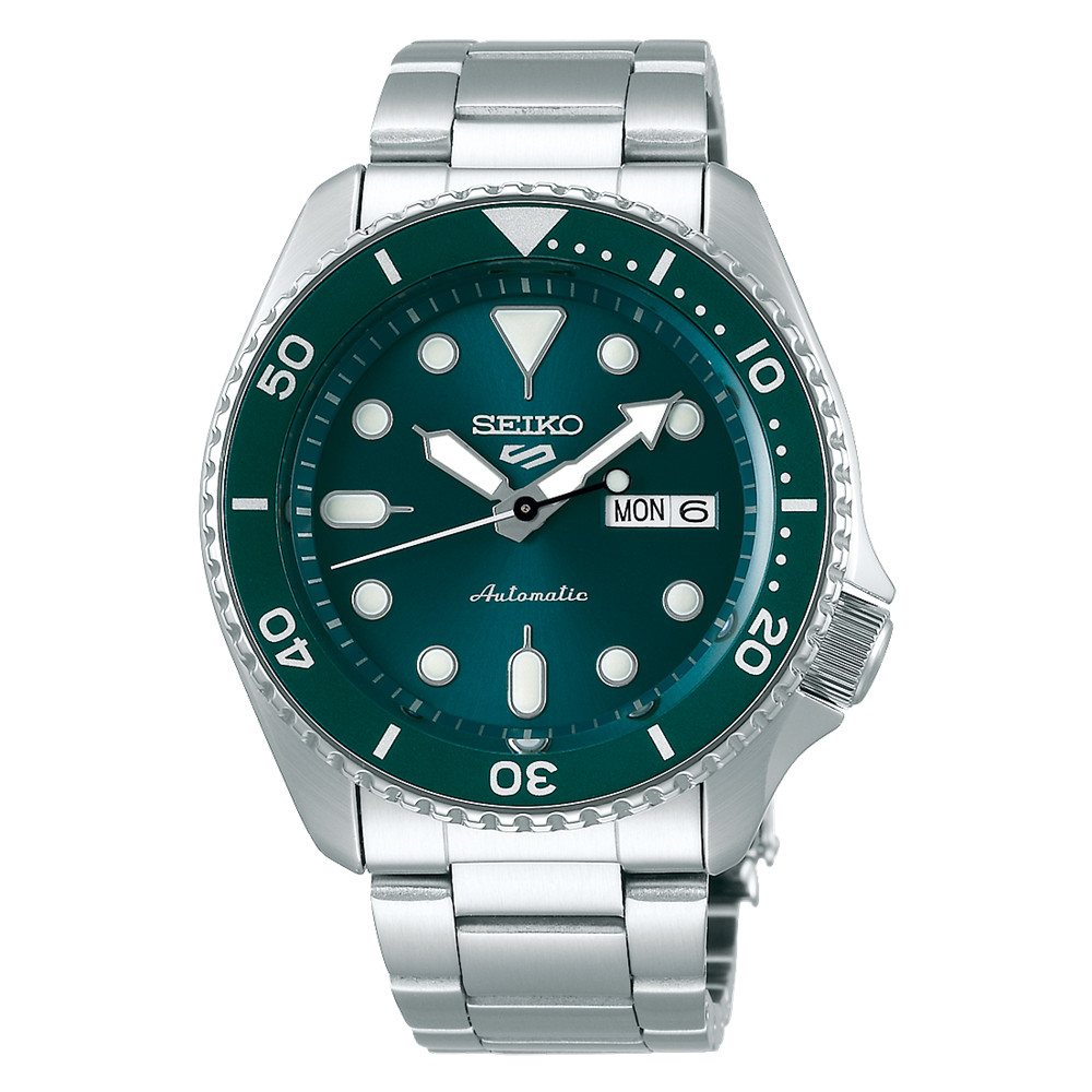 Seiko 5 Sports Full Stainless Steel Green Bezel 42.5mm Automatic Watch SRPD61K1