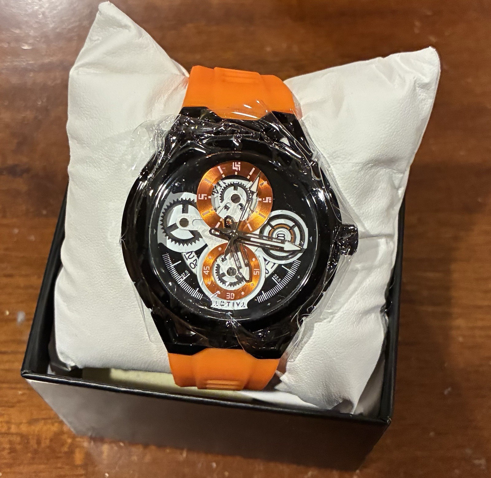 Activa Drift X Invicta Men’s Quartz Analog Watch 44mm Orange Silicone Strap Box