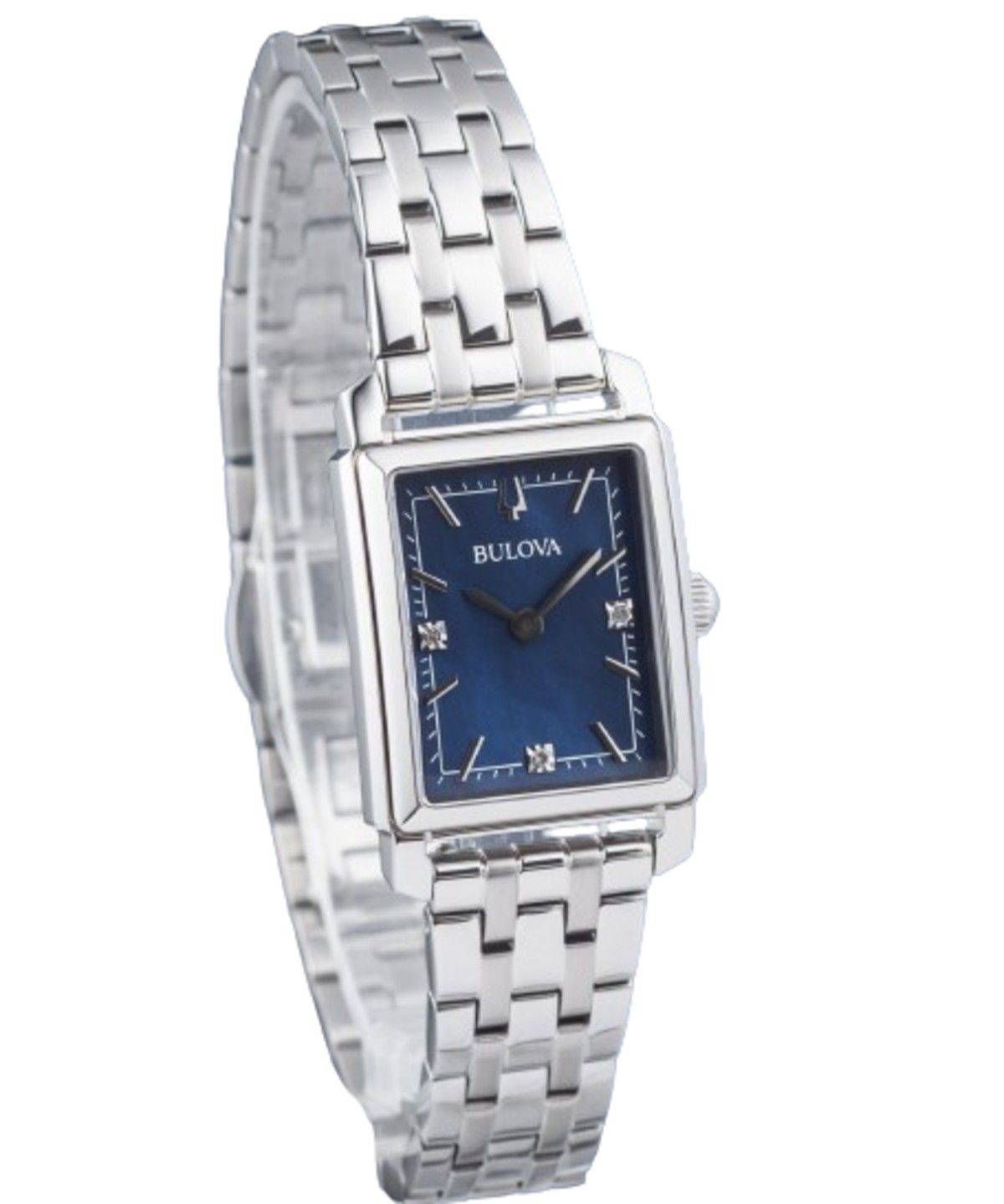 Bulova Sutton Classic Diamond Accent Stainless Steel Blue 96P245 Ladies Watch