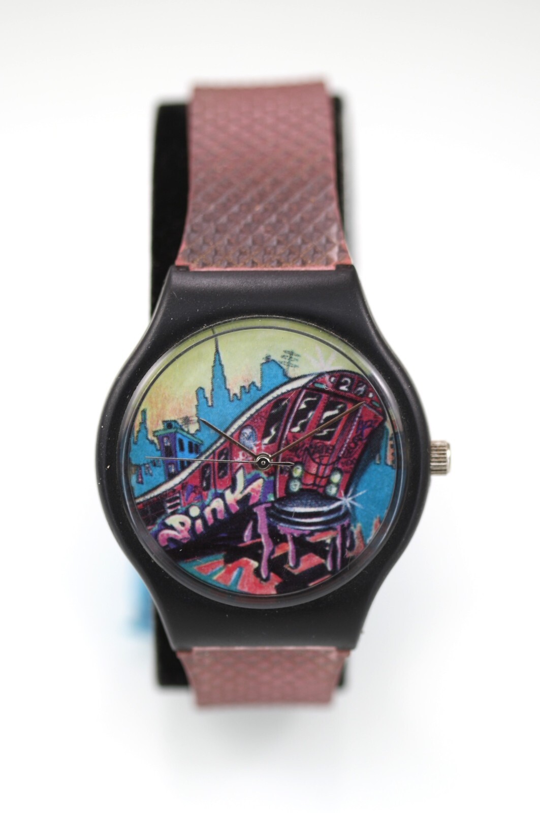 VP Art Watch Unisex Black Pink Plastic Battery Water Resistant Multicolor Quartz