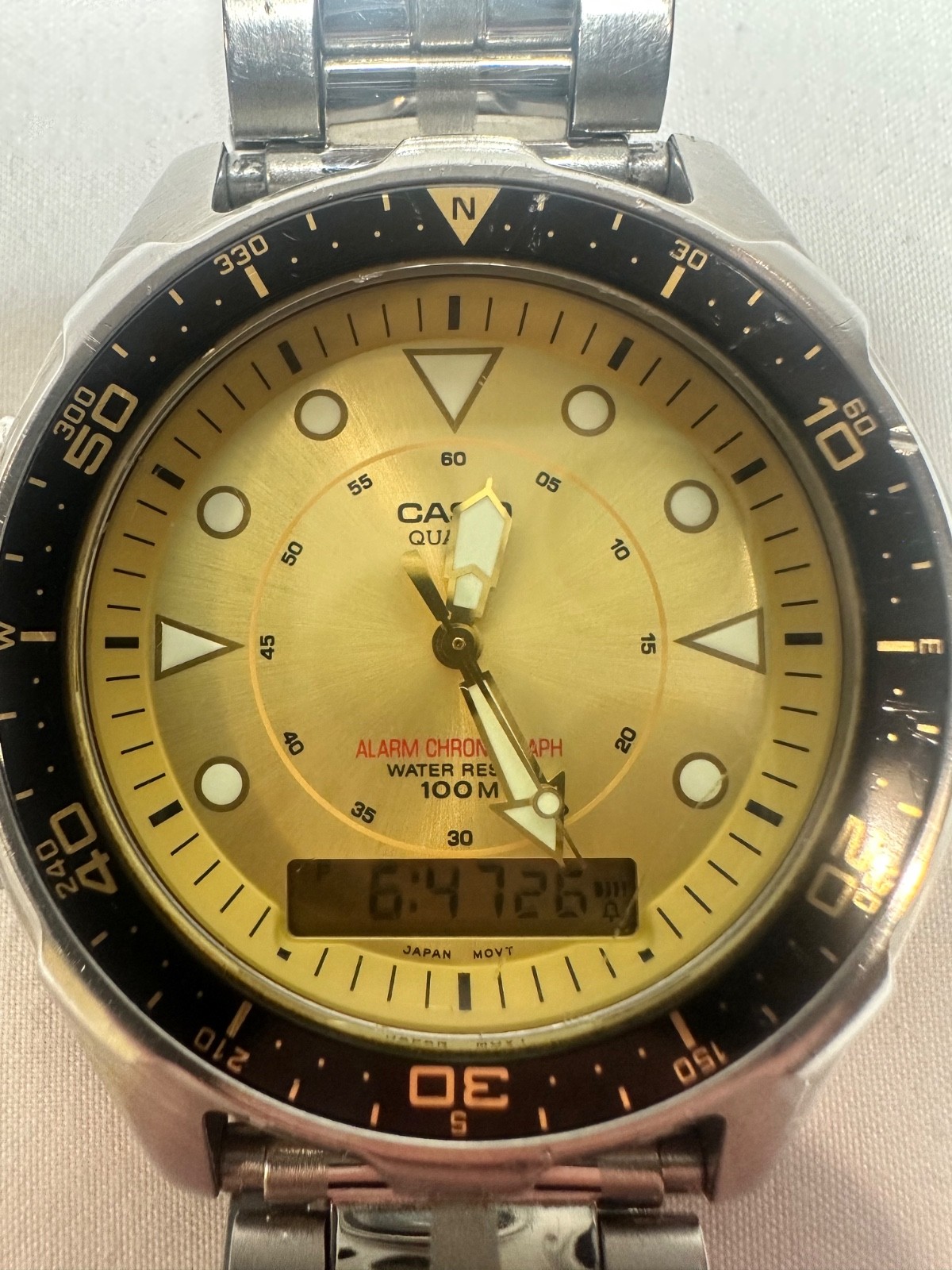 Vintage Casio AMW-320D Ana-Digi Diver Arnie Champagne Dial Module 1374 “Arnie”