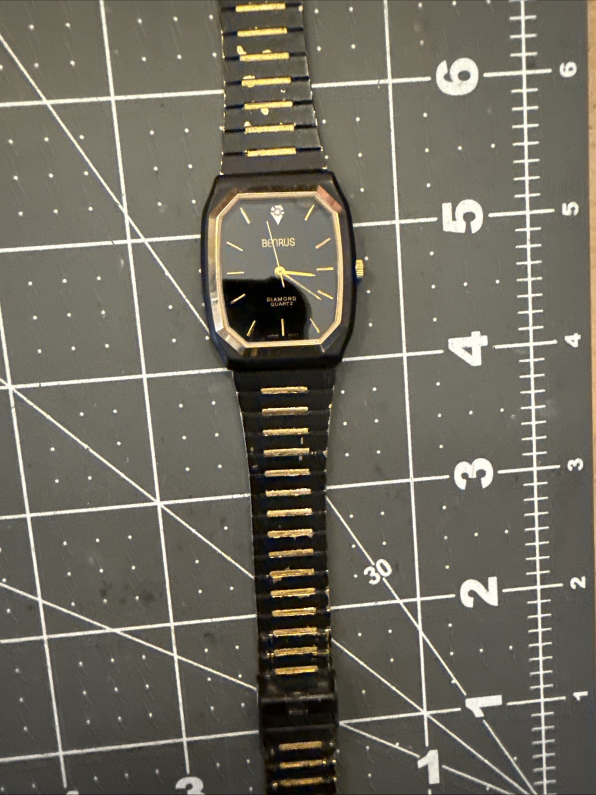 Benrus two tone Diamond octagon tank men’s watch black and gold retro new bat