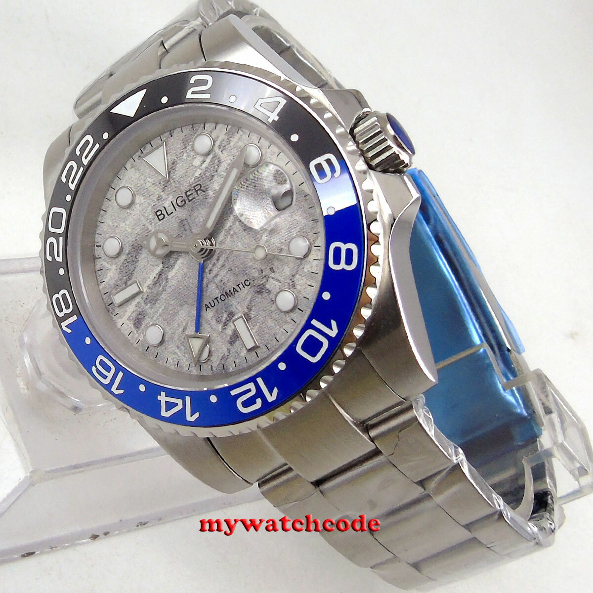 40mm bliger sterile gay dial date window Sapphire Glass GMT Automatic mens Watch