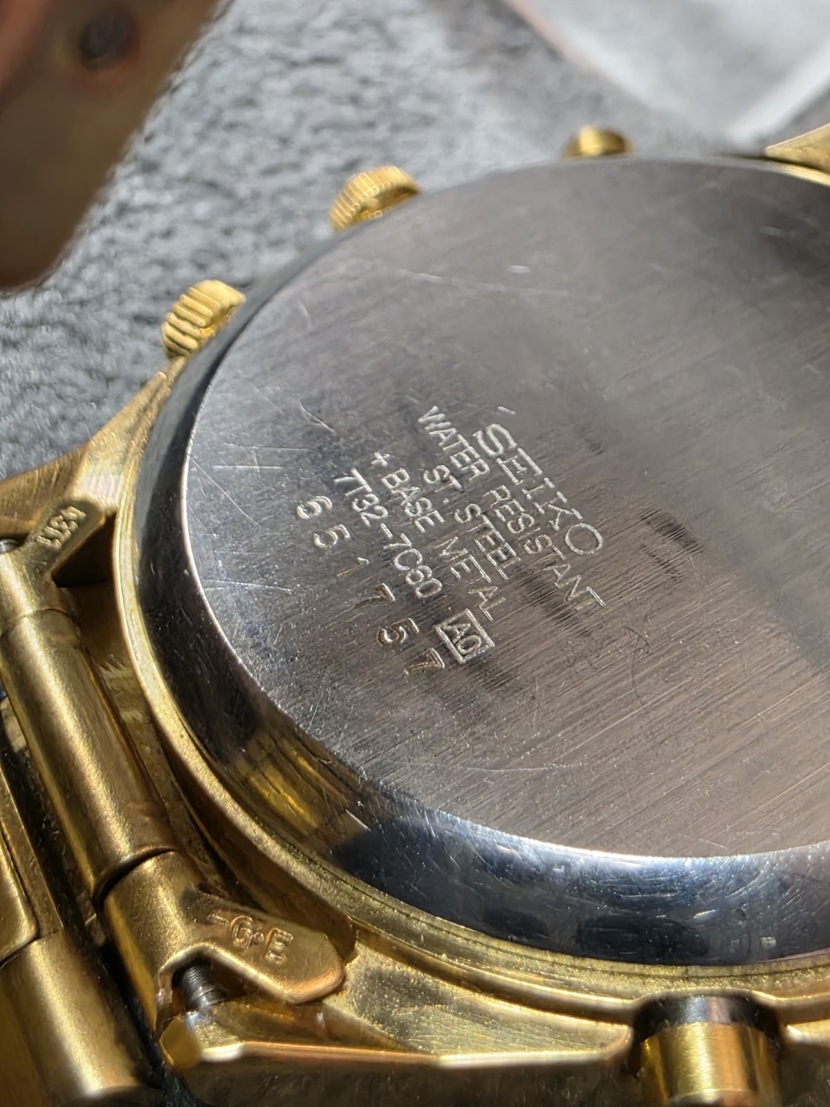 VINTAGE SEIKO CHRONOGRAPH with ALARM 7T32-7D88 Gold tone “NEW BATTERY”