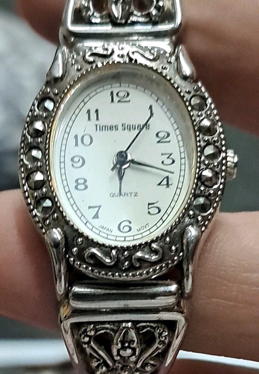 Vintage Times Square Marcasite-style Silver-tone Quartz Women’s Watch