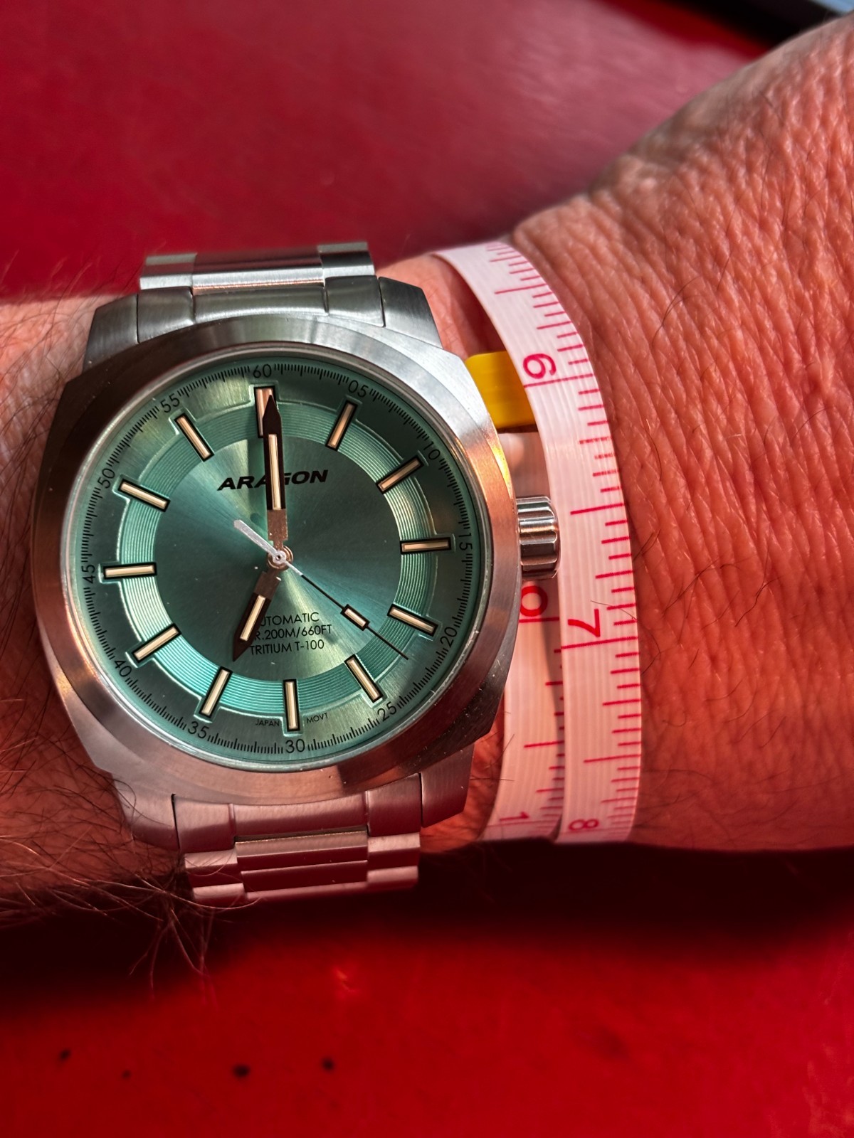 Aragon Parma T-100 Tritium Automatic Watch 200M Mint Aqua Teal Dial