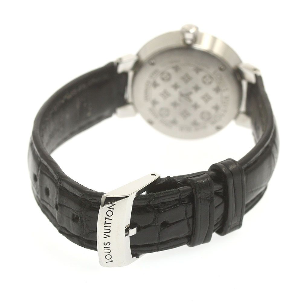 LOUIS VUITTON Tambour Slim Q12MG 8P Diamond Quartz Ladies Watch 28mm Silver