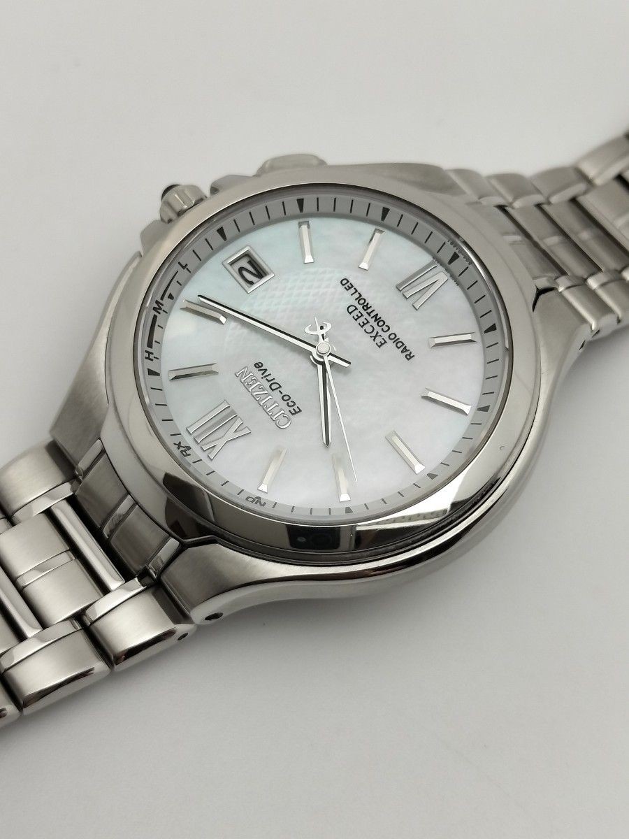 Brand New Citizen Line Exceed White Mother of Pearl Dial Radio Solar H410
