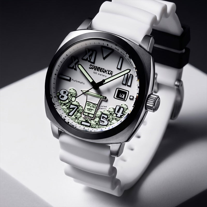 Spinnaker SP-5174-11 SpongeBob DoodleBob Auto White Dial 42mm SS Bracelet Watch