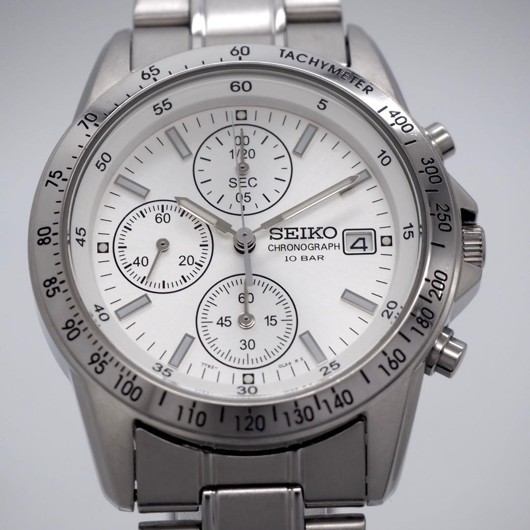608 Working SEIKO Men’s Chronograph Date Silver White