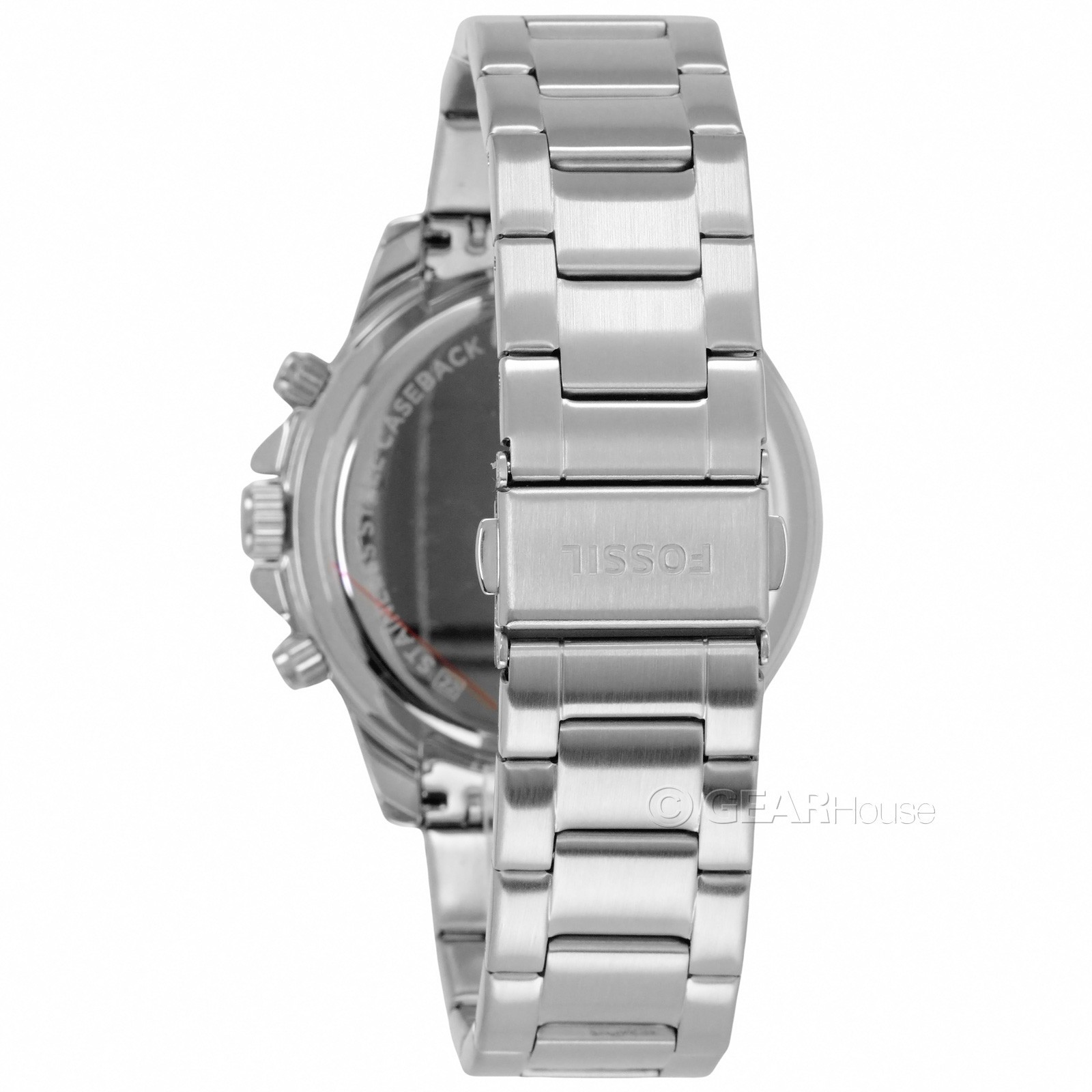 FOSSIL Bannon Mens Multifunction Watch, Black Blue Dial, Stainless Steel Band